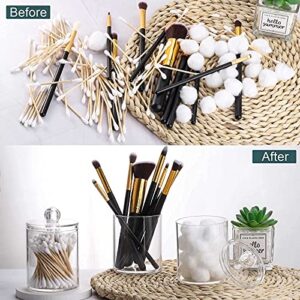 Tbestmax 3 Pack Plastic Cotton Swab Ball Pad Holder, 10 Oz Bathroom Organizer, Qtip Apothecary Jar Clear Container Dispenser