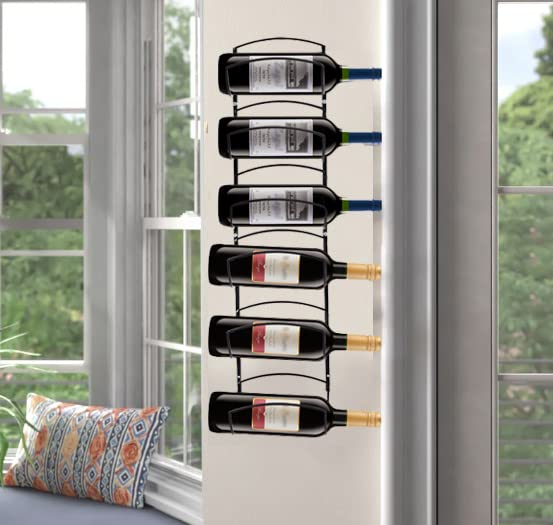 GAKEIHOO Wine Rack Wall Mounted, Wall Wine Rack for 6 Wine Bottles Wine Rack Organizer Wine Storage Display Holder for Kitchen Dining Room Bar