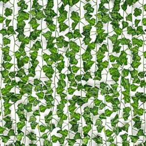 hatoku 12pcs 84ft fake ivy vines artificial ivy leaves fake ivy garland greenery hanging vines for wedding bedroom wall indoor outdoor home decoration
