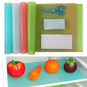 iseainno 8 pcs refrigerator liners for shelves and drawers washable and nonslip,eva refrigerator mats,diy size by cutting ,multiuse for kitchen cabinets,drawer,table placemats (8pack(17.7″×11.6″))