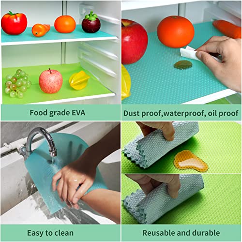 ISEAINNO 8 Pcs Refrigerator Liners for Shelves and Drawers Washable and Nonslip,EVA Refrigerator Mats,DIY Size by Cutting ,Multiuse for Kitchen Cabinets,Drawer,Table Placemats (8Pack(17.7"×11.6"))