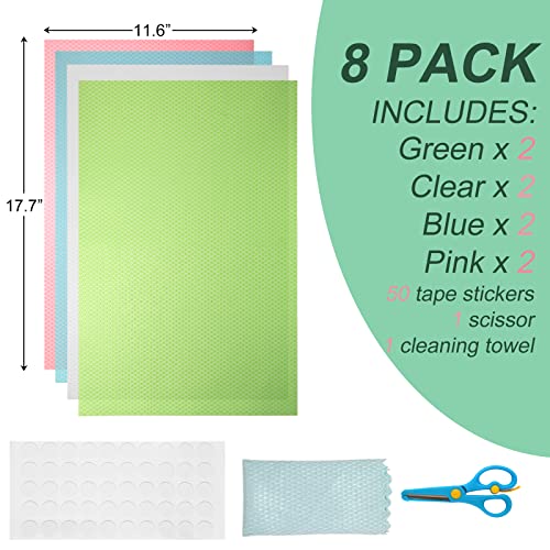 ISEAINNO 8 Pcs Refrigerator Liners for Shelves and Drawers Washable and Nonslip,EVA Refrigerator Mats,DIY Size by Cutting ,Multiuse for Kitchen Cabinets,Drawer,Table Placemats (8Pack(17.7"×11.6"))
