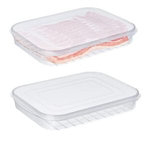 hxycnna 2 pack bacon keeper, bacon storage containers, lunch meat container for refrigerator, food storage containers with lids airtight, deli meat & cheese stackable food storage organizer