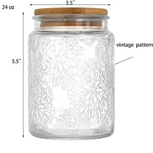 Jucoan 4 Pack 24oz Vintage Glass Jar with Lid, Retro Glass Storage Jar Canister with Airtight Wooden Lid, Glass Canister Container for Coffee Beans, Dried Food, Kitchen Pantry