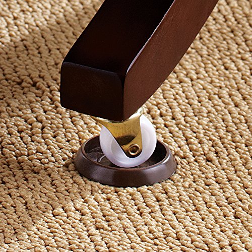 SoftTouch 1 11/16" Round Furniture Caster Cups for Carpet or Durable Hard Floors, Brown, 4 Count