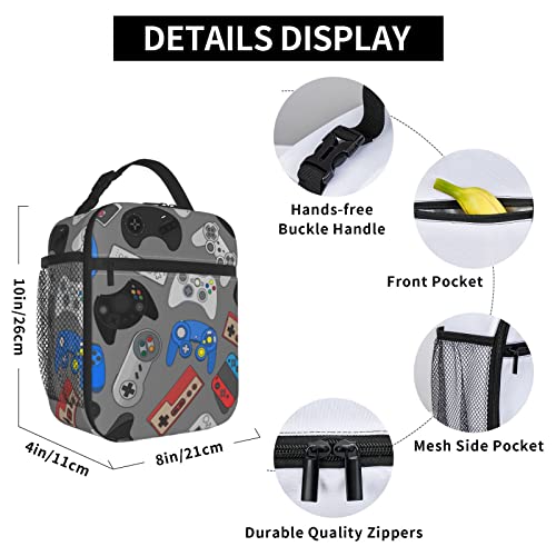 Video Game Controller Insulated Lunch Box Bag Portable Lunch Tote For Women Men And Kids