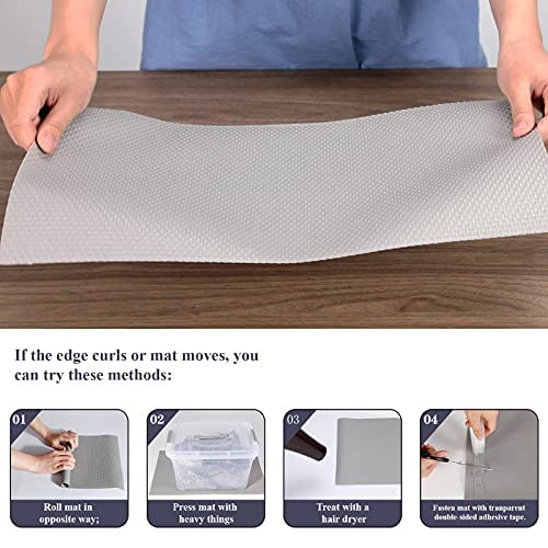 Hersvin Shelf Liner, 24" x20' Non-Adhesive Drawer Liners EVA Kitchen Cupboard Cabinet Covering Undersink Mat Washable Fridge Lining Paper for Home Office (Light Gray/Dot)