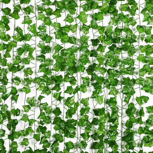 BLEUM CADE 6 Strands 42Ft Fake Vines for Bedroom with Fake Leaves, Hanging Artificial Greenery Garland Ivy Vines Fake Plants for St Patricks Day Christmas Wall Room Decor Aesthetic