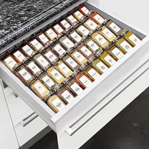 szwqilin spice drawer organizer,spice rack drawer for kitchen , 4 tier acrylic drawer spice organizer for jars and packets ,expandable from 11″ to 22″ 8 pack (black)