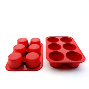 Silicone Texas Muffin Pans and Cupcake Maker, 6 Cup Large, Set of 2, Professional Use