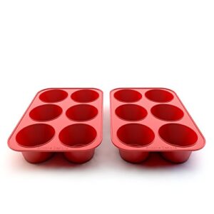 Silicone Texas Muffin Pans and Cupcake Maker, 6 Cup Large, Set of 2, Professional Use