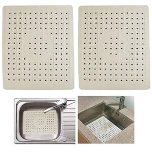 2 Pack Kitchen Sink Mat Drain Pad Protector 10" x 12" Non-Slip Rubber Durable