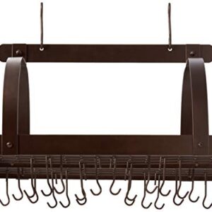 Old Dutch Rectangular Hanging Pot Rack with Grid & 24 Hooks, Oiled Bronze, 30" x 20.5" x 15.75"