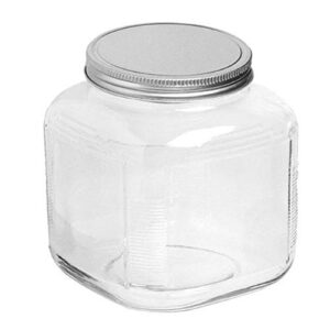 anchor hocking 1-gallon cracker jar with lid, brushed aluminum, set of 4