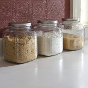 Anchor Hocking 1-Gallon Cracker Jar with Lid, Brushed Aluminum, Set of 4