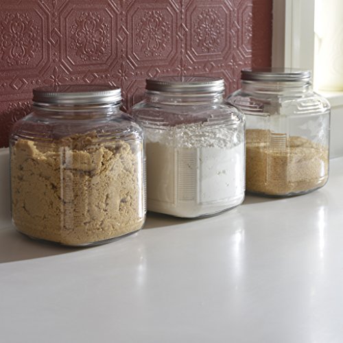 Anchor Hocking 1-Gallon Cracker Jar with Lid, Brushed Aluminum, Set of 4