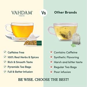 VAHDAM, Organic Turmeric Ginger Herbal Tea (100 Pyramid Tea Bags) Caffeine Free, Superfood w/USDA Organic Turmeric & Ginger | Herbal Tea Bags, Packed in Resealable Ziplock Pouch