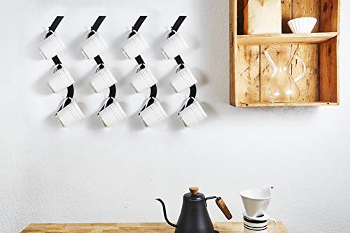 Coffee Mug Wall Rack - Metal Mug Racks for Wall - Unique "S" Curve Design - Wall Mug Rack - Coffee Cup Rack Wall Hanging Holder - Teacup and Mason Jar Hanger Display Holder