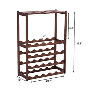 Wine Rack Free Standing 20 Bottles with 8 Glasses Holder,Bamboo Wine Storage Shelf for Home Kitchen Pantry Wine Cellar Organizer Display Stand for Wine Lover