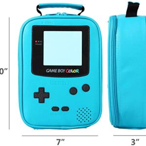 ONTESY Gameboy Leather Lunch Box Reusable Waterproof Thermal Insulated Cooler Bag Toy Bag for Boys Girls Kids Toddlers Teens Men Women (Teal)