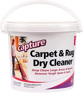 capture carpet & rug dry cleaner w/ resealable lid – home, car, dogs & cats pet carpet cleaner solution – strength odor eliminator, stains spot remover, non liquid & no harsh chemical (4 pound)