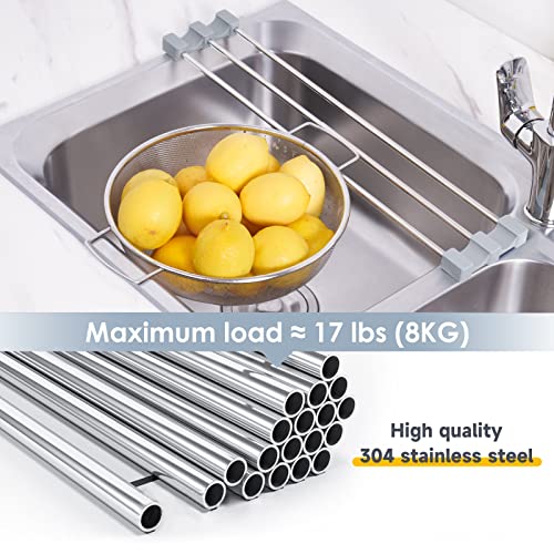 Tomorotec Sponge Brush Dish Rag Holder Multifunctional Telescopic Sink Rack for Bottle and Brushes Storage Over The Sink Dish Drainer