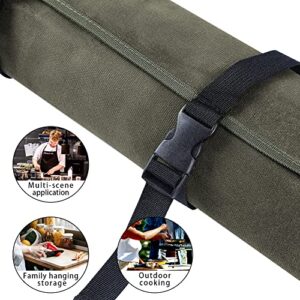 JNMMPEARL Chef’s Knife Roll Bag, Waxed Canvas Knife Cutlery Carrier,Knife Pouch Holders With 10 Slots Plus 1 Zipper Pockets, storage bag for knives，gifts for chefs and cooking beginners， ArmyGreen