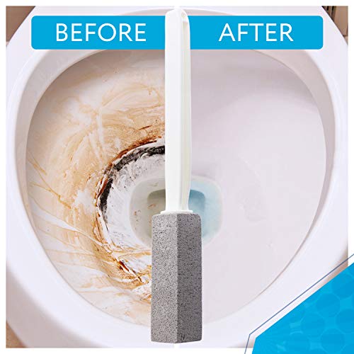 [2 Pack] Pumice Stone Toilet Bowl Cleaner with Extra Long Handle - Limescale Remover - Pumice Toilet Brush - Also Cleans BBQ Grills, Tiles, Tile Grout, & Swimming Pools by Impresa