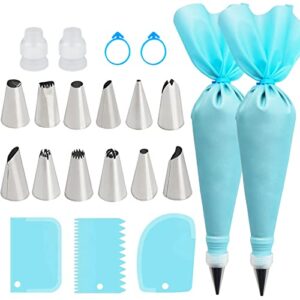 piping bags and tips set, cake decorating supplies for baking with tips and reusable pastry bags, silicone rings,standard converters,cake decorating tools for cookie icing cakes cupcakes