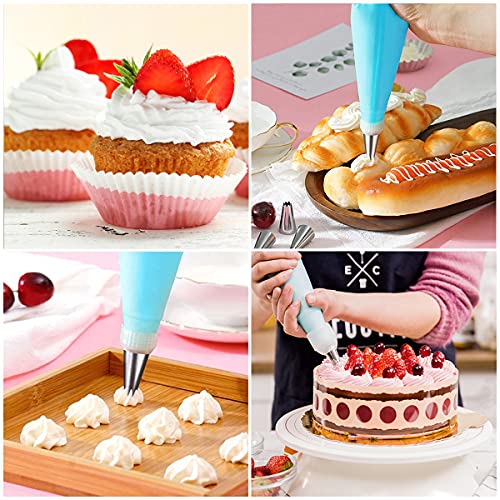 Piping Bags and Tips Set, Cake Decorating Supplies for Baking with Tips and Reusable Pastry Bags, Silicone Rings,Standard Converters,Cake Decorating Tools for Cookie Icing Cakes Cupcakes