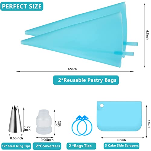 Piping Bags and Tips Set, Cake Decorating Supplies for Baking with Tips and Reusable Pastry Bags, Silicone Rings,Standard Converters,Cake Decorating Tools for Cookie Icing Cakes Cupcakes