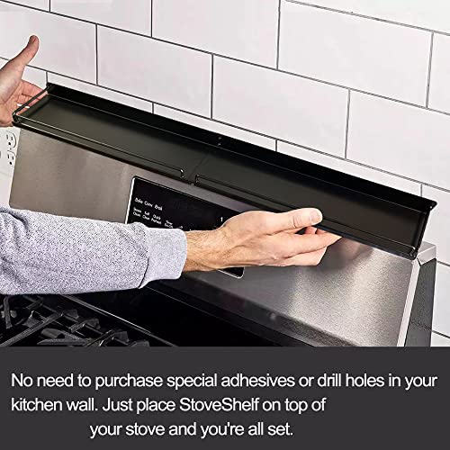 30''Stove Top Shelf for Kitchen Stove, Stainless Steel Magnetic Spice Over the Stove Rack for Flat Top Stove, Kitchen Organizer Rack