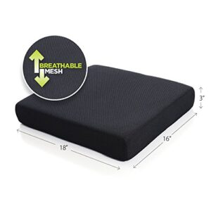 Milliard Memory Foam Seat Cushion Chair Pad 18 x 16 x 3in. with Washable Cover, for Relief and Comfort