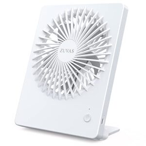 zuvas desk fan battery operated , rechargeable 180°tilt folding personal ultra quiet small portable fan 3 speed adjustable strong wind usb fan for office bedroom home desktop camping (white)