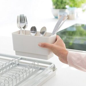 Brabantia Large Dish Drying Draining Rack (Light Gray) Plastic Easy-Clean Drip Tray & Removable Cutlery Basket