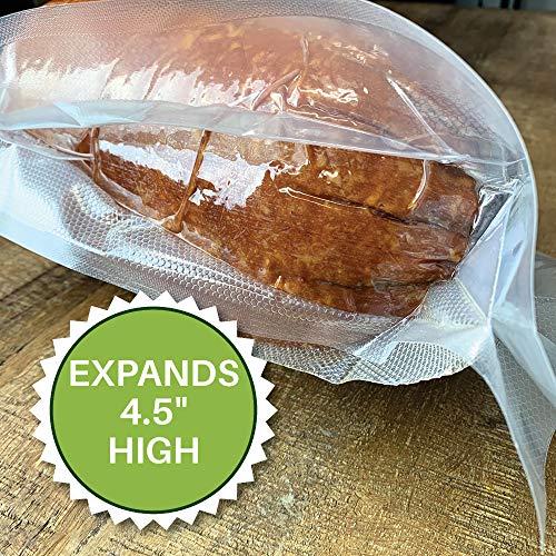 FoodVacBags Expandable Vacuum Sealer Bags 11-inches by 50-feet Heat Seal Rolls Commercial Grade for Large Roasts, Casseroles, Game Compatible with Foodsaver (1 Roll)