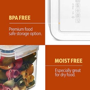 14 Pack Airtight Food Storage Container Set - BPA Free Clear Plastic Kitchen and Pantry Organization Canisters with Durable Lids for Cereal, Dry Food Flour & Sugar - Labels, Marker & Spoon Set