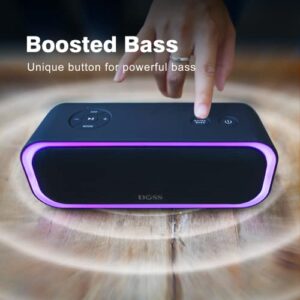 DOSS Bluetooth Speaker, SoundBox Pro Portable Wireless Speaker with 20W Stereo Sound, Active Extra Bass, IPX5 Waterproof, Wireless Stereo Pairing, Multi-Colors Lights, 20 Hrs Playtime -Black