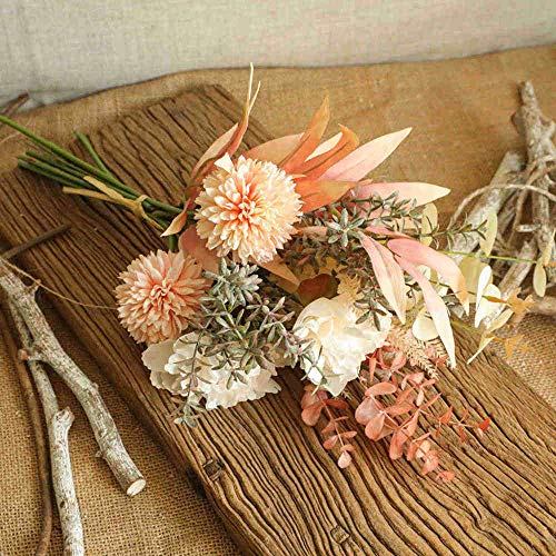 KIRIFLY Artificial Fake Flowers Plants Silk Flower Arrangements Wedding Bouquets Decorations Plastic Floral Table Centerpieces for Home Kitchen Garden Party Décor (Champagne)