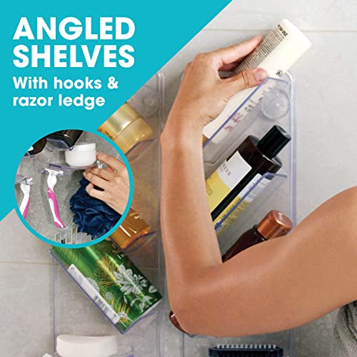 ShowerGem Shower Caddy- As seen on Tv, Easy-Clean & Removable, Made for Textured or Smooth Tiles & PVC, The Shower Caddy Which Does Not Fall