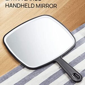 OMIRO Hand Mirror, Extra Large Black Handheld Mirror with Handle, 12.4" L x 9" W