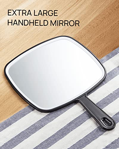 OMIRO Hand Mirror, Extra Large Black Handheld Mirror with Handle, 12.4" L x 9" W