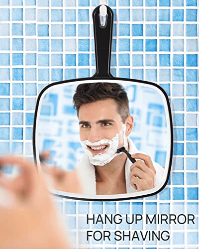 OMIRO Hand Mirror, Extra Large Black Handheld Mirror with Handle, 12.4" L x 9" W