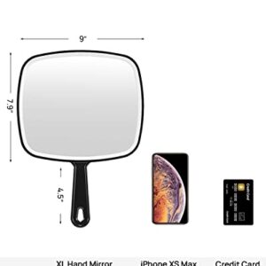 OMIRO Hand Mirror, Extra Large Black Handheld Mirror with Handle, 12.4" L x 9" W