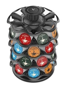 everie upright rotray coffee pod carousel holder organizer compatible with 40 keurig k cup pods, krs4002s-blk