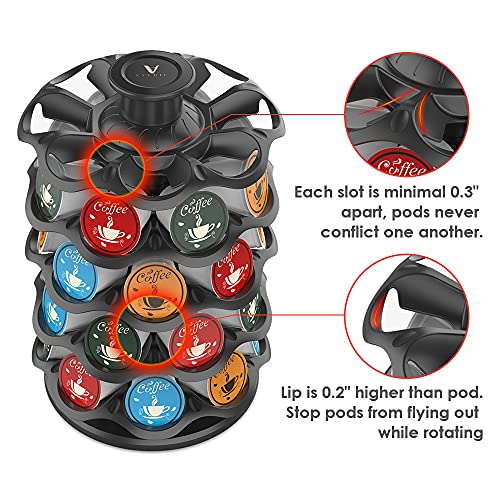 EVERIE Upright Rotray Coffee Pod Carousel Holder Organizer Compatible with 40 Keurig K Cup Pods, KRS4002S-BLK