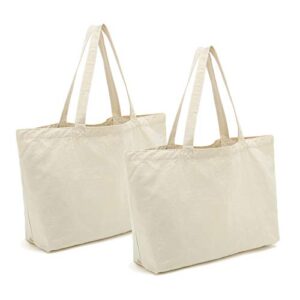 Acoavo Cotton Canvas Tote Bags DIY Crafts Blank Plain Natural Canvas Bag,Great Wedding Gift Canvas Craft Bags,12.2" W x 13" H,2pcs