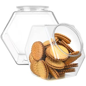 dilabee plastic cookie jars with airtight lids – 2 pack – clear plastic candy jars for candy buffet, kitchen counter, hexagon food storage containers – 197oz