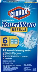 clorox toiletwand disinfecting refills, disposable wand heads – 6 count (package may vary)