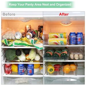 Plastic Refrigerator Organizer Bins, 7 Packs Refrigerator Organizer Bins 2 Large&4 Medium Food Storage Bins and 1 Egg Holder for Freezer, Kitchen Cabinet, Pantry Organization and Storage, BPA Free